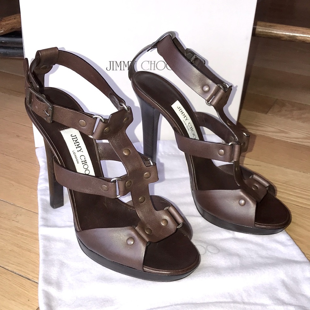 Jimmy Choo Brown Strappy Heels